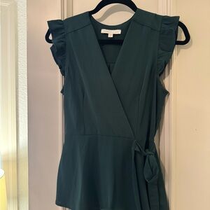 Monteau Forest Green Wrap Blouse